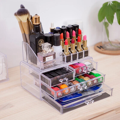 

Nika Nika cosmetic storage box large four-layer transparent jewelry storage cabinet skin care products multi-layer lipstick makeup cotton brush finishing cosmetic box