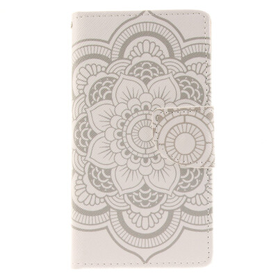 

White flowers Design PU Leather Flip Cover Wallet Card Holder Case for LG G4cG4 Mini