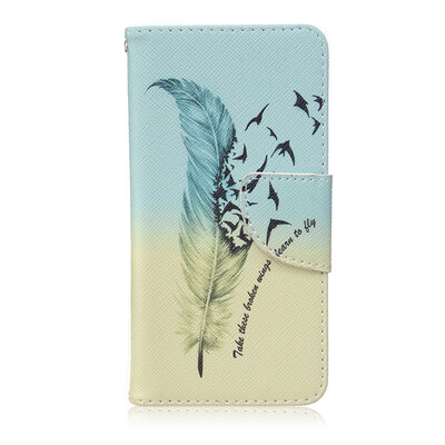 

Feathers and birds Design PU Leather Flip Cover Wallet Card Holder Case for BQ Aquaris M4.5