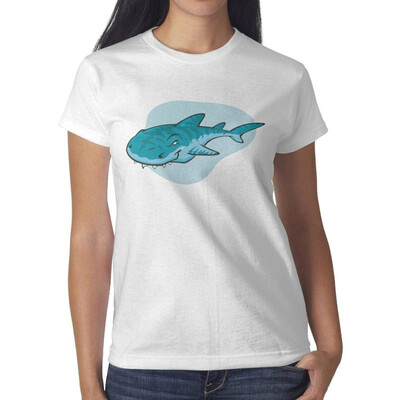 

Funny Black Geometric Shark Pretty Women White T-Shirt Cotton Fashion T-Shirts