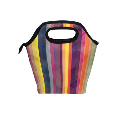 

Lunch Bag Tote Bag Colorful Line Travel Picnic Organizer Lunch Holder Handbags Lunch Bag Box