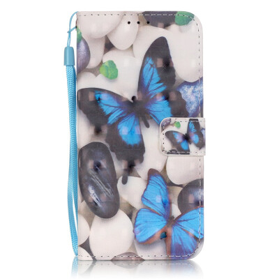 

Blue Butterfly Design PU Leather Flip Cover Wallet Card Holder Case for SAMSUNG S7EDGE