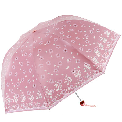 

【Jingdong Supermarket】 Paradise Umbrella (UPF50 +) Falling season All shade mercerized velvet lotus three fold sunny umbrella 33397E pink