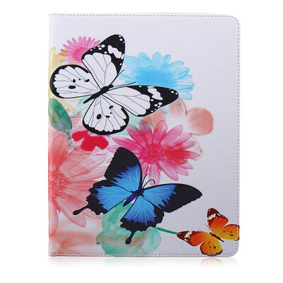 

Two Butterflies Style Embossing Classic Flip Cover with Stand Function and Credit Card Slot for iPad 4