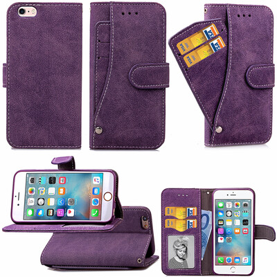 

Purple Design PU Leather Flip Cover Wallet Card Holder Case for IPHONE 66S