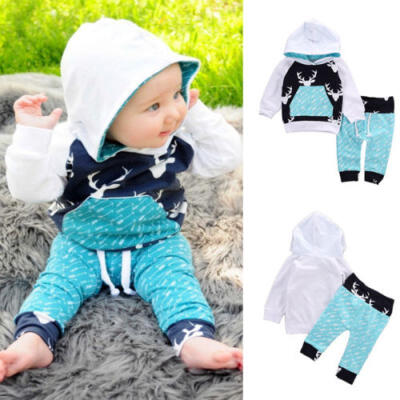 

2Pcs Toddler Baby Boys Hoodie Tops Pants Tracksuit Outfits Set Casual Clothes