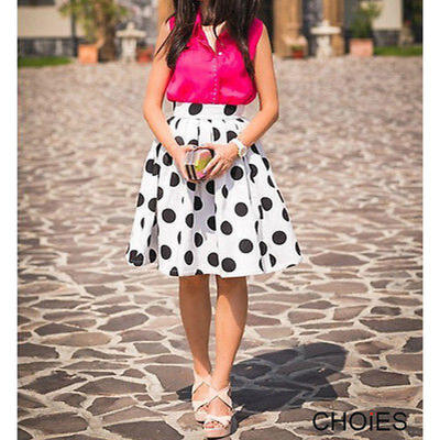 

Women Sexy A Line Flared Skater Skirt High Waist Party Midi Dress 8 10 12 14 16