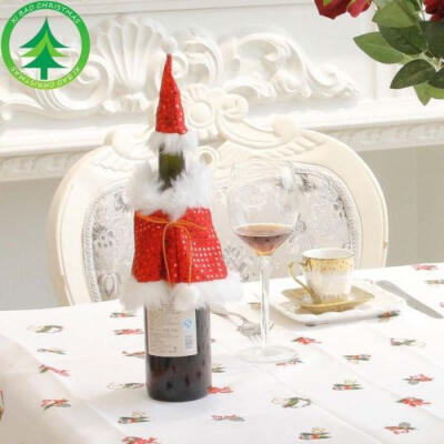 

Red Wine Bottle Cover Sweater Santa Christmas Xmas Decoration Sequins Decor