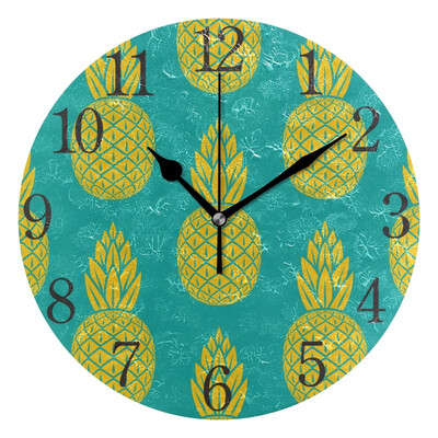 

Wall Clock Arabic Numerals Design Pineapple Summer Round