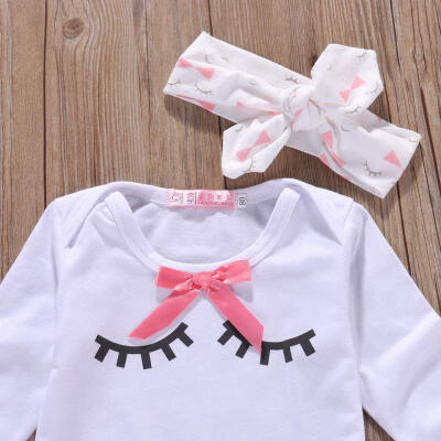 

3PCS Newborn Baby Girls Clothes T-shirt Tops Long Pants Outfit Playsuit USA