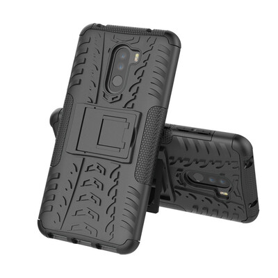 

Fivice Xiaomi POCO F1 Case TPU anti-fall tire pattern back clip bracket phone case