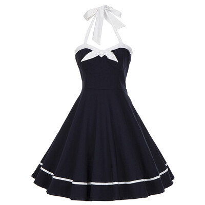 

Vintage Halter Bowknot Backless Swing Dress