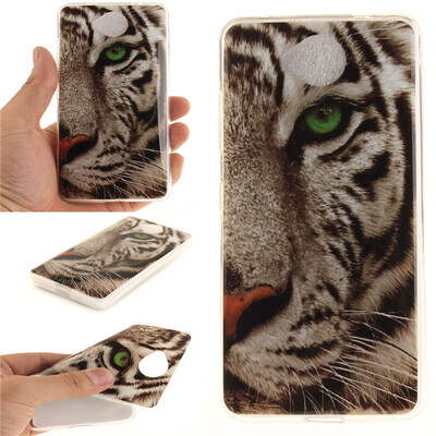 

White Tiger Pattern Soft Thin TPU Rubber Silicone Gel Case Cover for Nokia Lumia650
