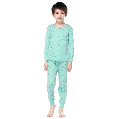 

Red beans (Hodo) cotton underwear suit men's large children low round neck collar Qiuqiu home service pajamas HD8077 green 110
