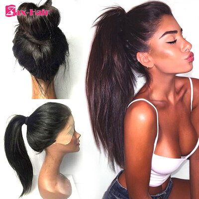 

Silky Straight Full Lace Human Hair Wigs For Black Women Ponytail Glueless Full Lace Wig 130% Density Virgin Lace Wigs Zax Hair