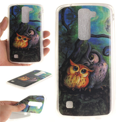 

Oil painting owl Pattern Soft Thin TPU Rubber Silicone Gel Case Cover for LG K7