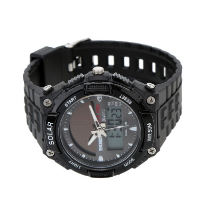 

SKMEI Fashion Solar Power Dual Time Sports Military Watch Waterproof Wristwatch