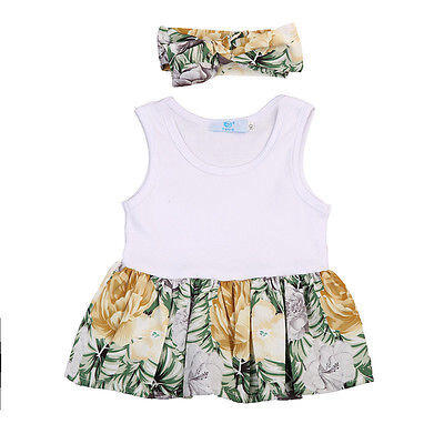 

Kid Baby Girls Princess Pageant Wedding Party Flower Dresses Headband Sundress