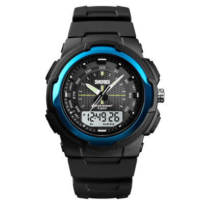 

SKMEI 1454 Men Analog Digital Electronic Watch Fashion Casual Outdoor Sports Male Wristwatch 3 Time Display Alarm Stopwatch 5ATM