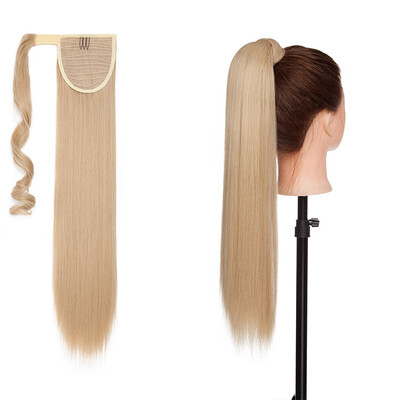 

Long Straight Ponytail Extension Wrap Around Synthetic Ponytail No Clip in Hair One Piece Hairpiece Binding for Women