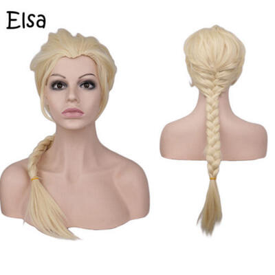 

Elsa Anna Wig Blonde Brown Braid Frozen Queen Cosplay Party Braided Synthetic