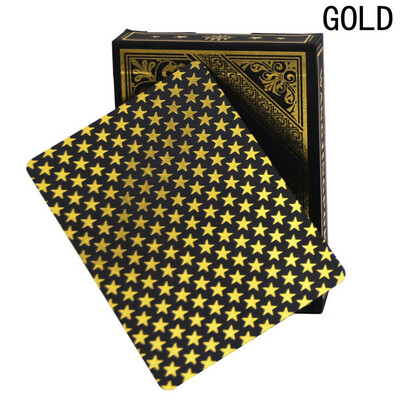 

Creative Gold Plastic PVC Poker Waterproof Magic Playing Cards Table Game 55pcs