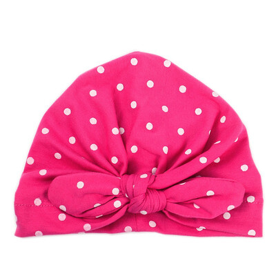 

Dot Baby Girl Hat with Bow Candy Color Baby Turban Cap for Girls Elastic Infant Accessories 1 PC