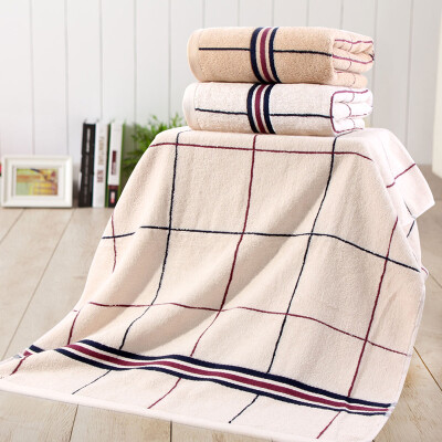 

Xin brand towel home textiles British grid cotton senior towel beige 70 * 140cm