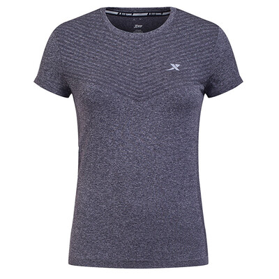 

(XTEP) женская спортивная удобная и дышащая бегущая куртка с шеей с коротким рукавом Футболка 883128019607 темно-серая серая XL