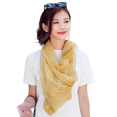 

Jingdong Supermarket Lan Shiyu LANSHIYU silk scarf lady Korean version of silk pure color fold autumn&winter long towel towel ginger