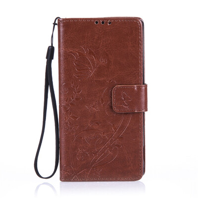 

Brown Flower Design PU Leather Flip Cover Wallet Card Holder Case for SONY Z3MINI