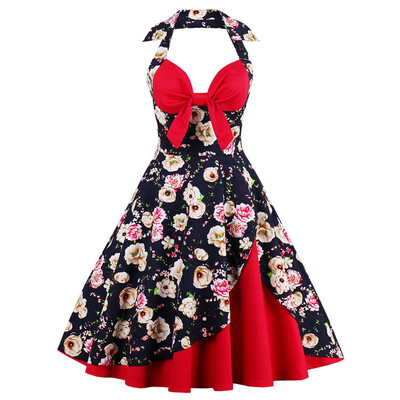 

Halter A Line Vintage Spotted Dress