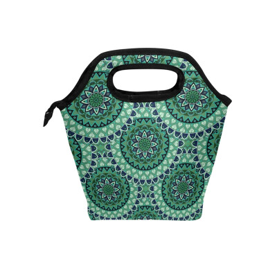 

Lunch Tote Bag Overlapping Figure Travel Picnic Insulated Lunch Handbags Portable Zipper Lunch Bag Box