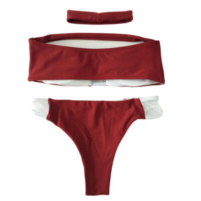 

Sexy Women Strapless Bandeau Push Up Bandage Bikini Set Swimwear Beachwear -XL