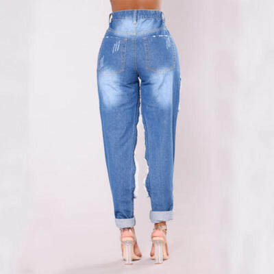

New Women Destroyed Ripped Distressed Slim Denim Pants Boyfriend Jeans Trousers