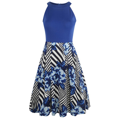 

Flower Print Sleeveless Skater Dress
