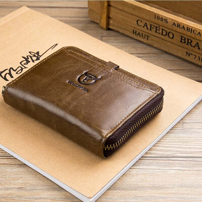 

BULLCAPTAIN 2018 male wallet Genuine Leather Men Wallet gift birthday for man Brand High Quality Zipper wallet Card Coin wallet