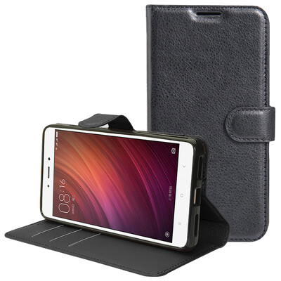 

KOOLIFE red rice NOTE4 phone case protection holster clamshell drop card holster soft shell for millet red rice NOTE4 lychee pattern - black