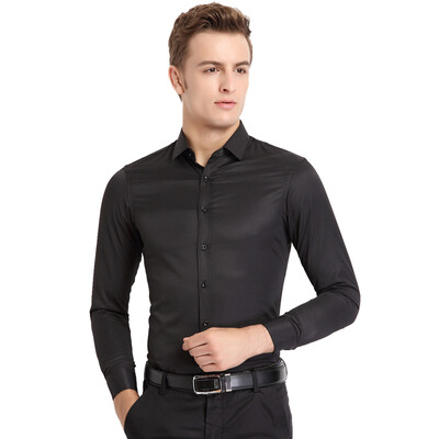 

Acacia bird xiangsiniao рубашка мужская сторона twill Slim business casual сплошной цвет с длинными рукавами рубашка профессиональное оборудование S1 черный 175 / 92A