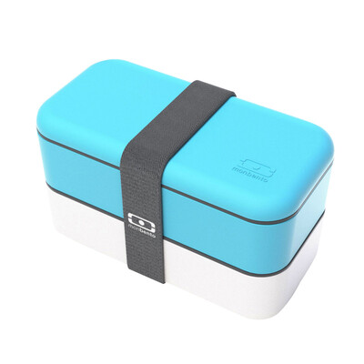 

Monbento original double - layered microwave oven lunch box Japanese lunch box light blue 1200 02 104