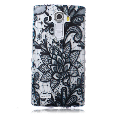 

Black Rose Pattern Мягкий тонкий ТПУ Резиновая крышка силиконовый гель чехол для LG G4