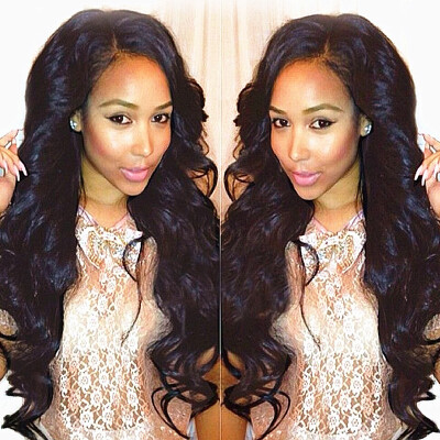 

N..W. Silk top Brazilian virgin human hair Body wave Glueless Lace front wigs with baby hair for black women