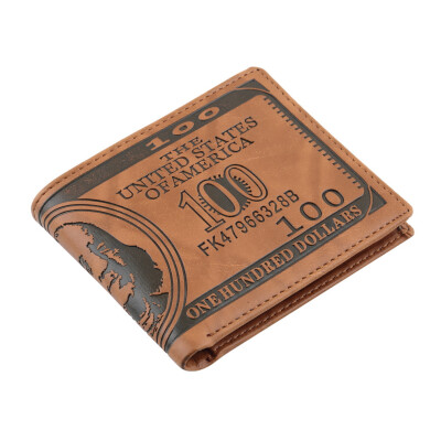 

US Dollar Bill Wallet Brown PU Leather Wallet Bifold Credit Card Photo Thrifty