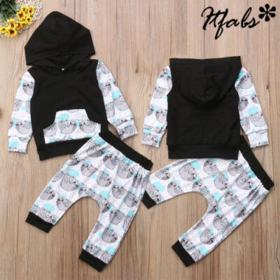 

US Toddler Kids Baby Boys Girls Outfits Clothes T-shirt TopsLong Pants 2PC Sets