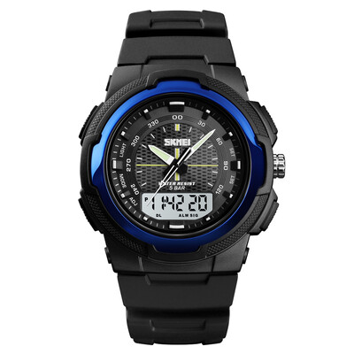 

SKMEI 1454 Men Analog Digital Electronic Watch Fashion Casual Outdoor Sports Male Wristwatch 3 Time Display Alarm Stopwatch 5ATM
