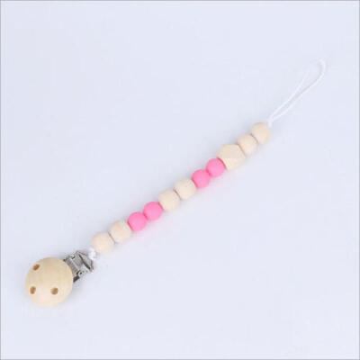 

Newborn Baby Beads Wooden Pacifier Teething Clip Infant Attache Soother Holder