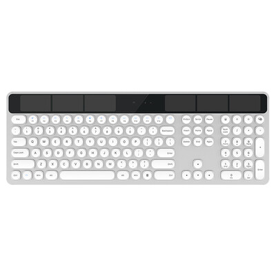 

BOWHW126 Wireless Solar Charging Keyboard Slim Mute Home Notebook Office Keyboard White