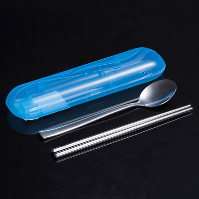 

Jingdong supermarket Huaxian WorldCom HDST stainless steel portable tableware life guards chopsticks spoon two sets of blue