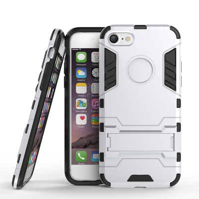 

Silver Slim Robot Armor Kickstand Shockproof Hard Rugged Rubber Back Case For IPHONE 7