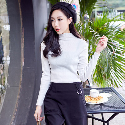 

Antarctic Nanjiren Knitwear Female Slim Shirt Dessert Multicolor Sweater Shirt High Shirt Free White